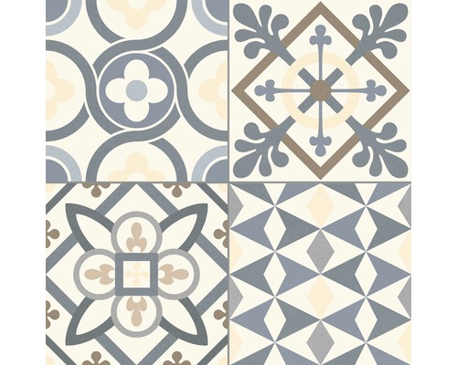 Porseleinen wand- en vloertegel Heritage grijs in 19 verschillende designs 33,15 x 33,15 cm