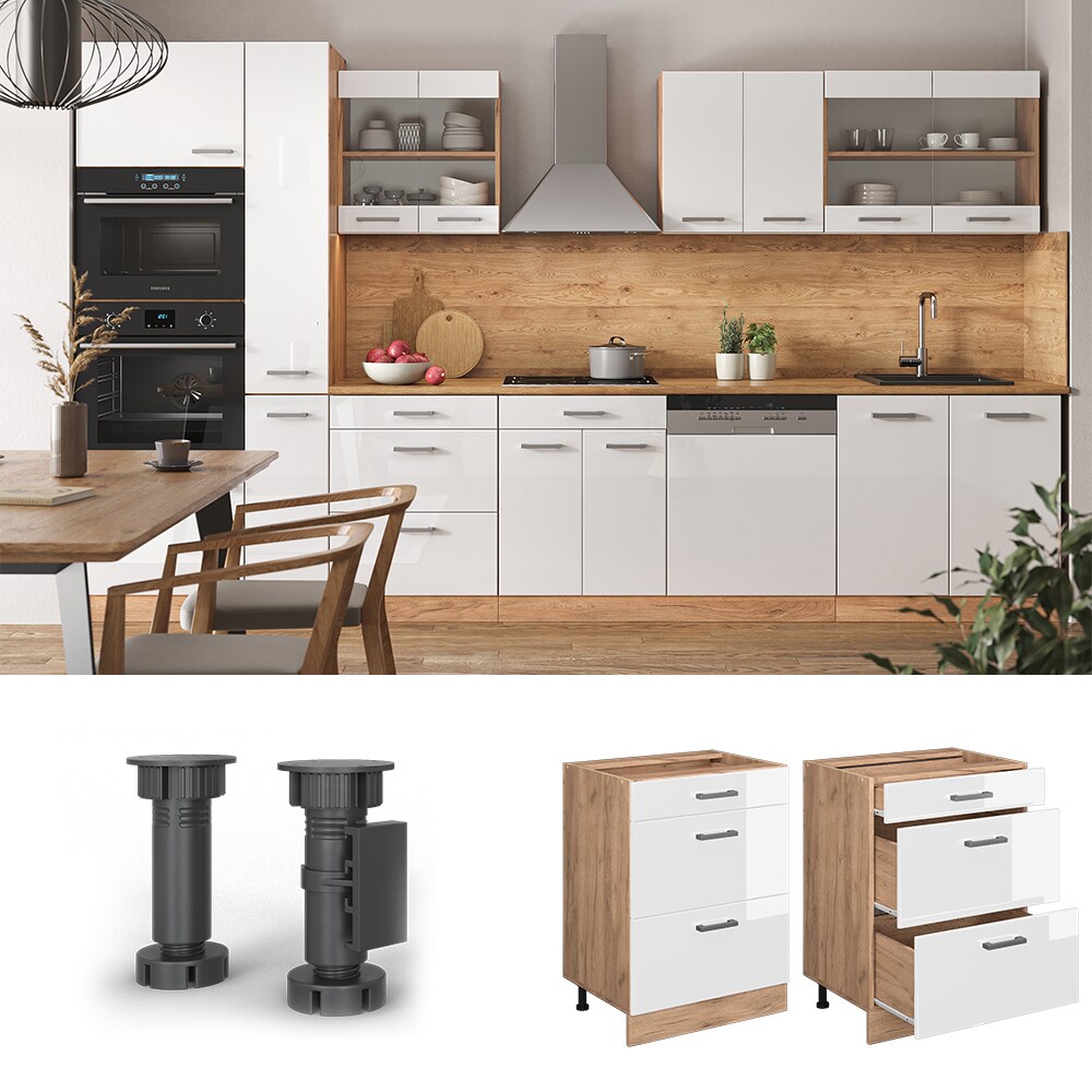 Vicco Schubladenunterschrank Küchenschrank Küchenzeile R-Line 60 cm Eiche Weiß Schublade