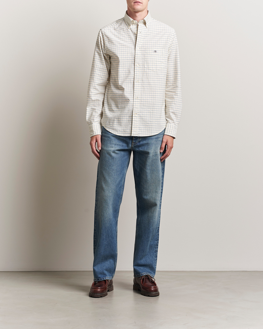 GANT Regular Fit Classic Checked Oxford Shirt Forest Green