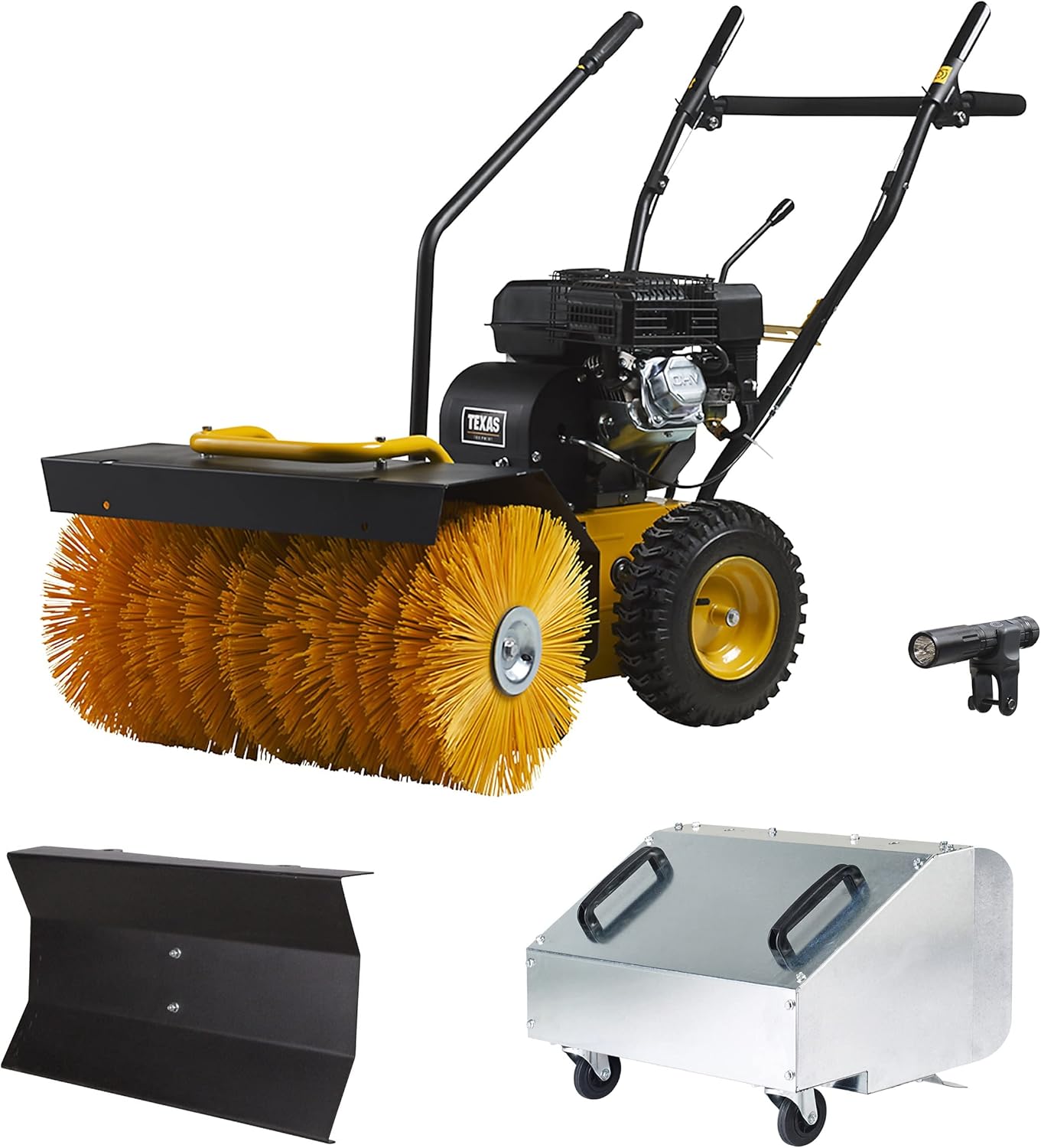 Texas Handy Sweep 619TG 3in1 179ccm Kehrmaschine Benzin mit Schneeschild Schneeschieber Laubsammler Fangkorb Schneefräse Schneeräumer mit Antrieb Radantrieb | 60cm | 4,8PS | 4Takt | 3xVor.1xRück.