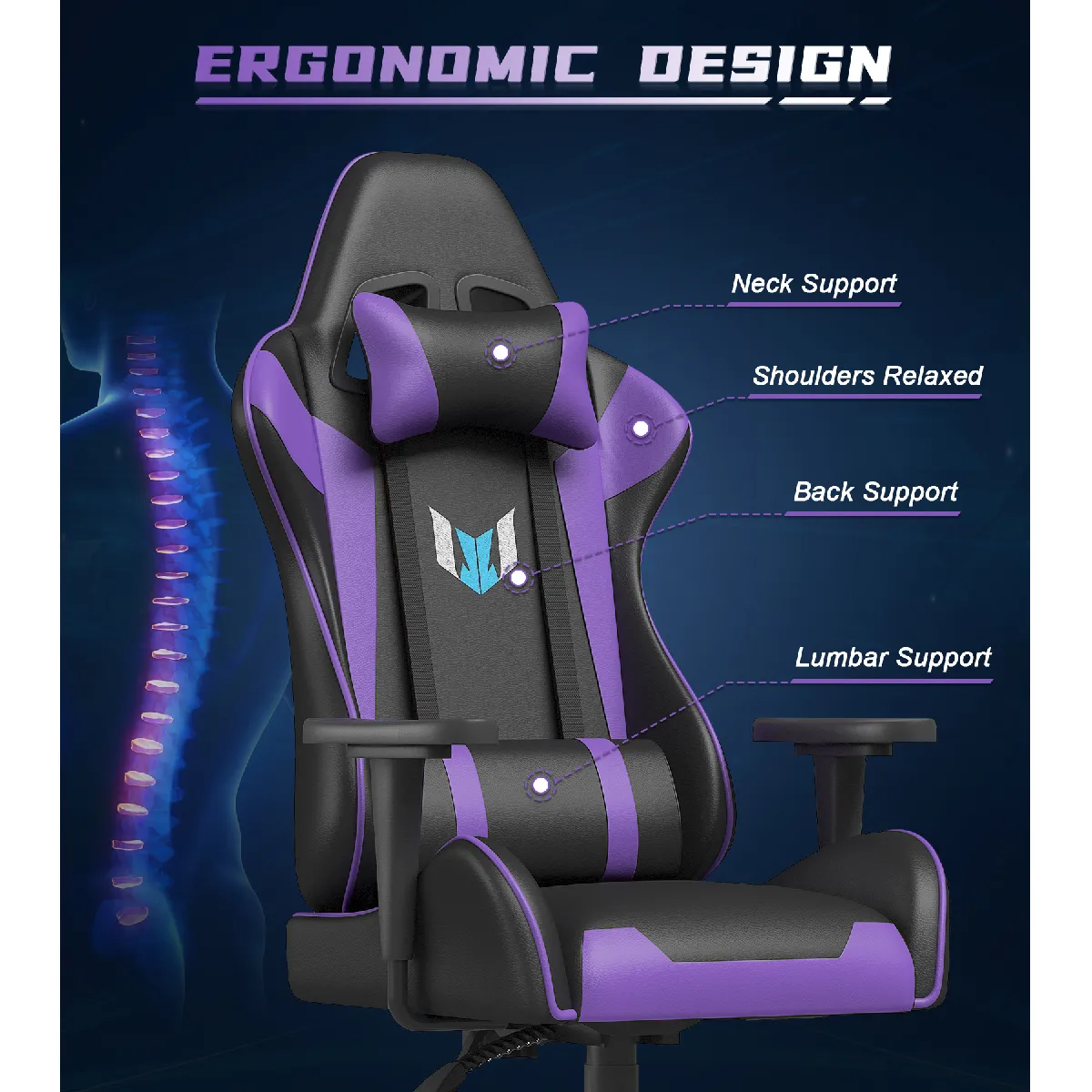 Bigzzia Fauteuil Gamer // Noir/Violet