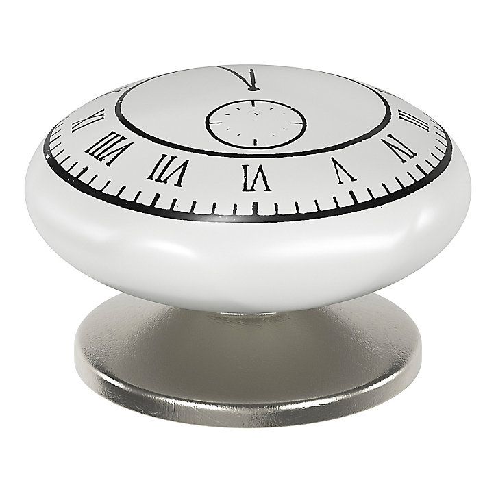Bouton de meuble arrondi GoodHome Porcelaine Vras blanc Ø4.1cm x p.2.7cm