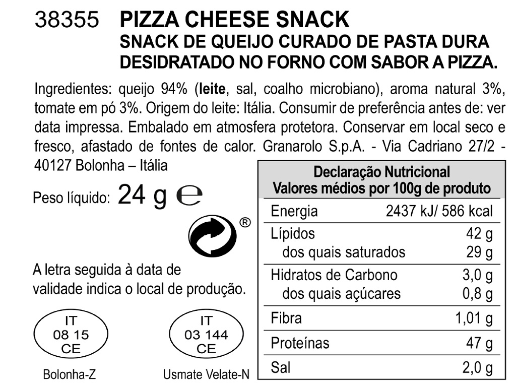 SNACK QUEIJO GRANAROLO PIZZA 24G