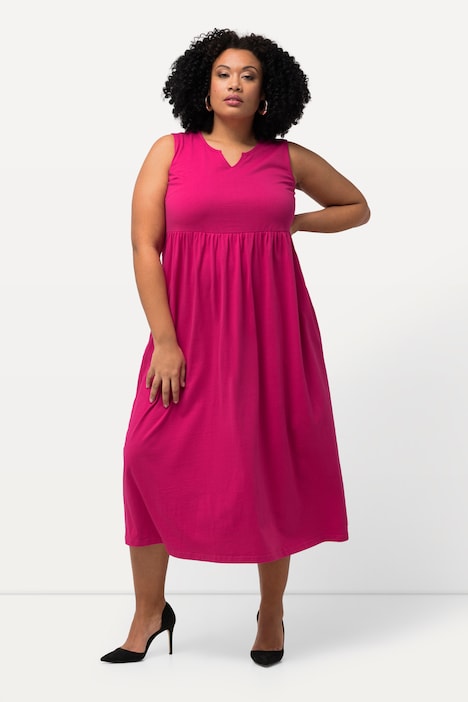 Jerseykleid, A-Linie, Tunika-Ausschnitt, ärmellos