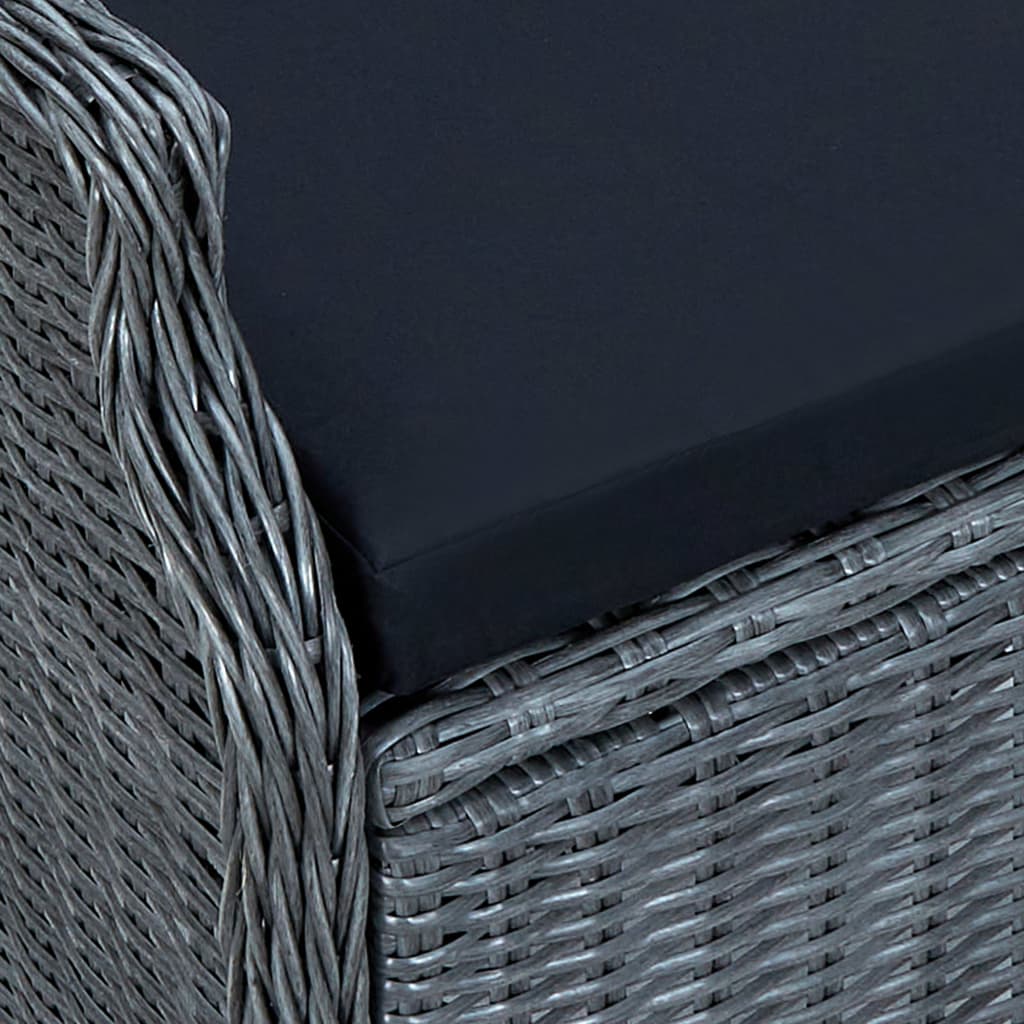 Mobilier à dîner 7 pièces avec coussins résine tressée gris foncé