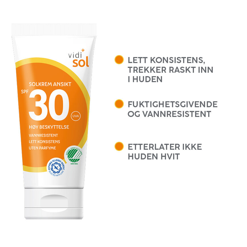 Vidi solkrem til ansikt SPF30 50 ml