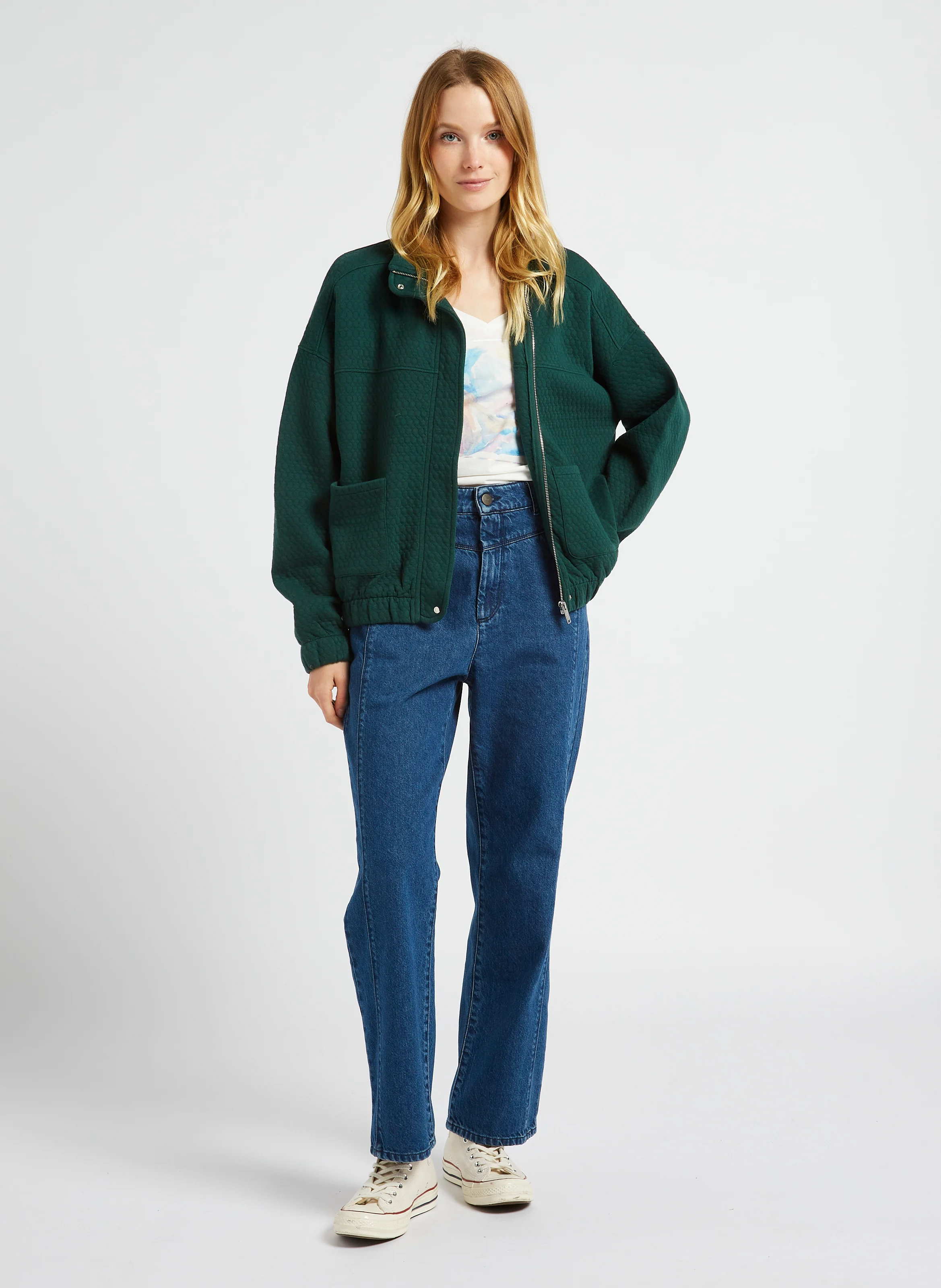 MANITAS - Blouson oversize col montant en coton mélangé | Vert