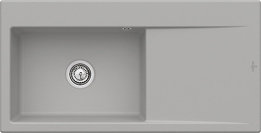 Évier en céramique 1 cuve à gauche à encastrer Villeroy & Boch Subway Style gris moyen