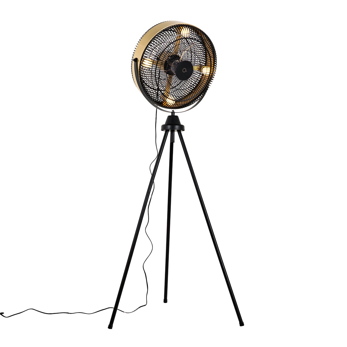 Staande ventilator, zwart met 4 gouden lampjes – Kim