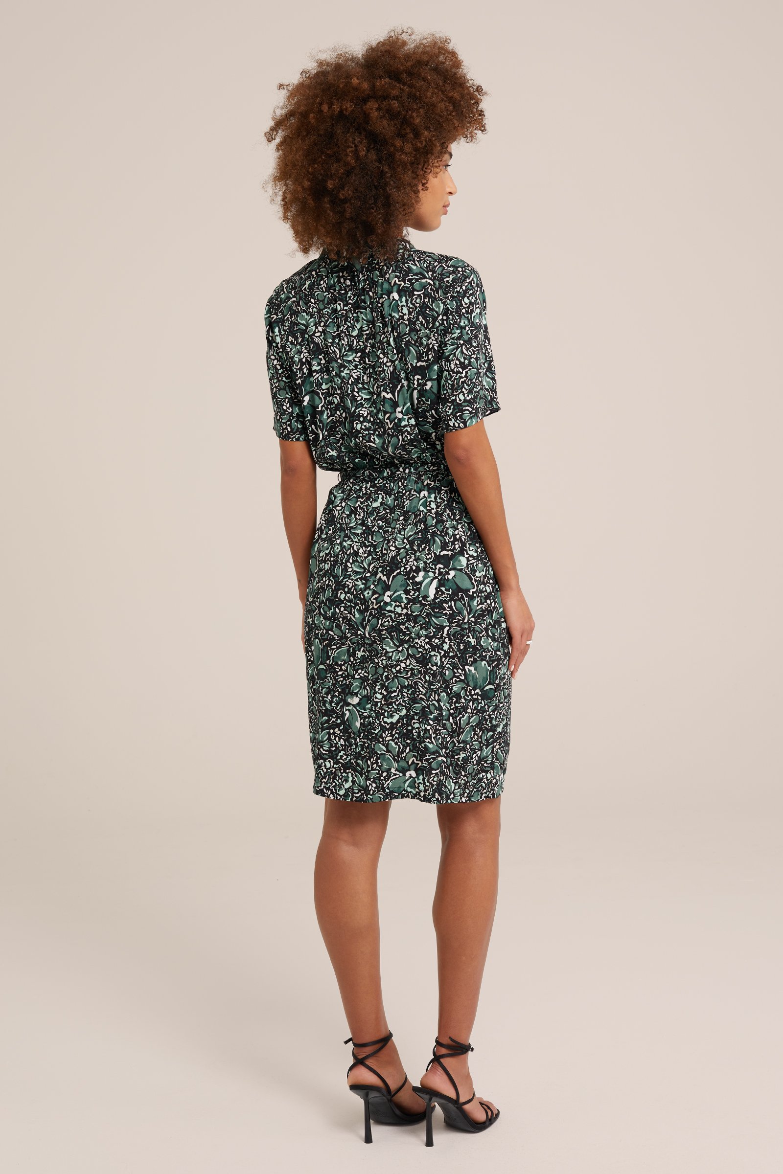 jurk met dessin WE Fashion Donkergroen