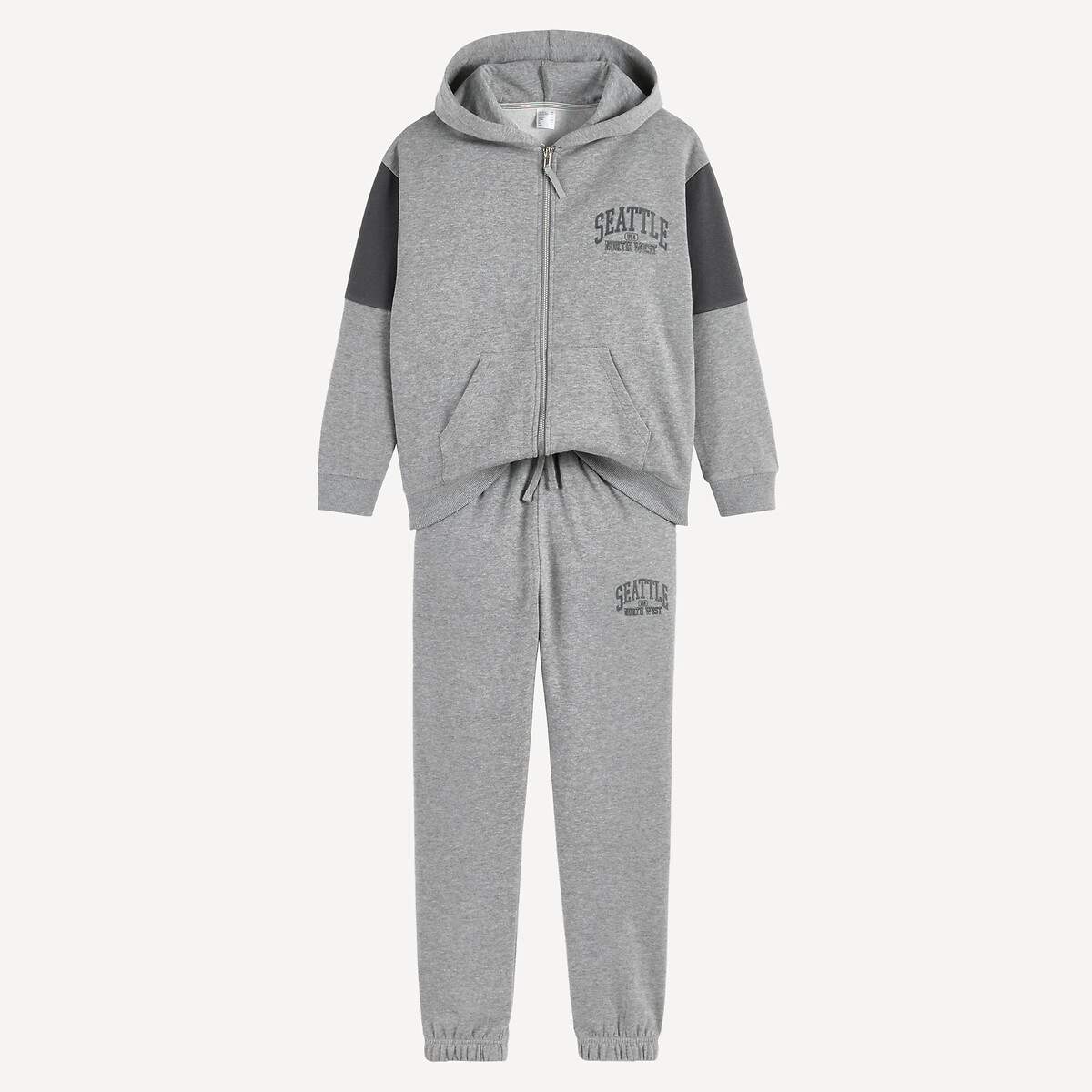 COLEÇÕES LA REDOUTE<br>Conjunto de moletom com capuz e calça de moletom mesclados