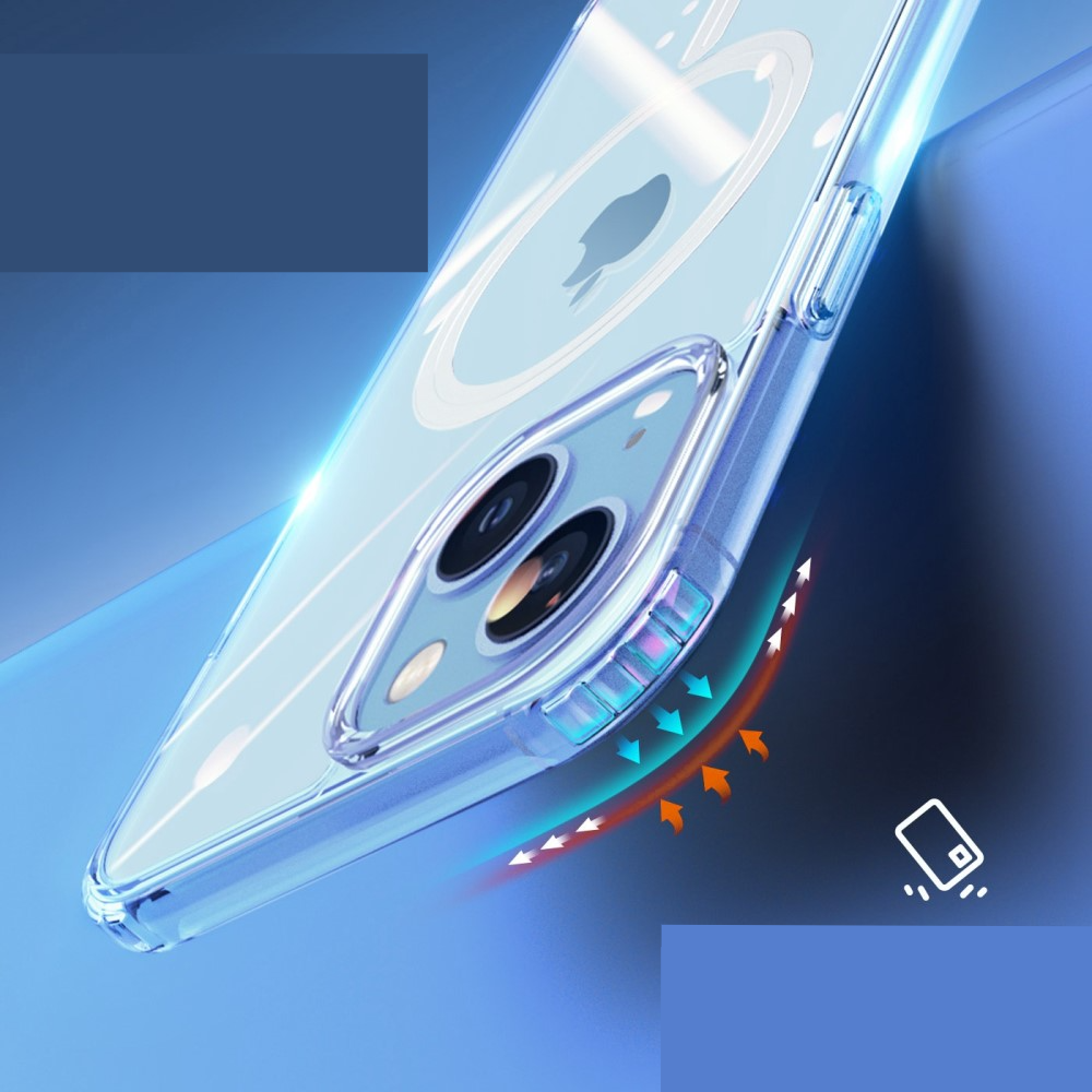 iPhone 14 MagSafe Hybrid Hardcase Hülle TPU Bumper   Kunststoff Rückseite - Transparent / Silber