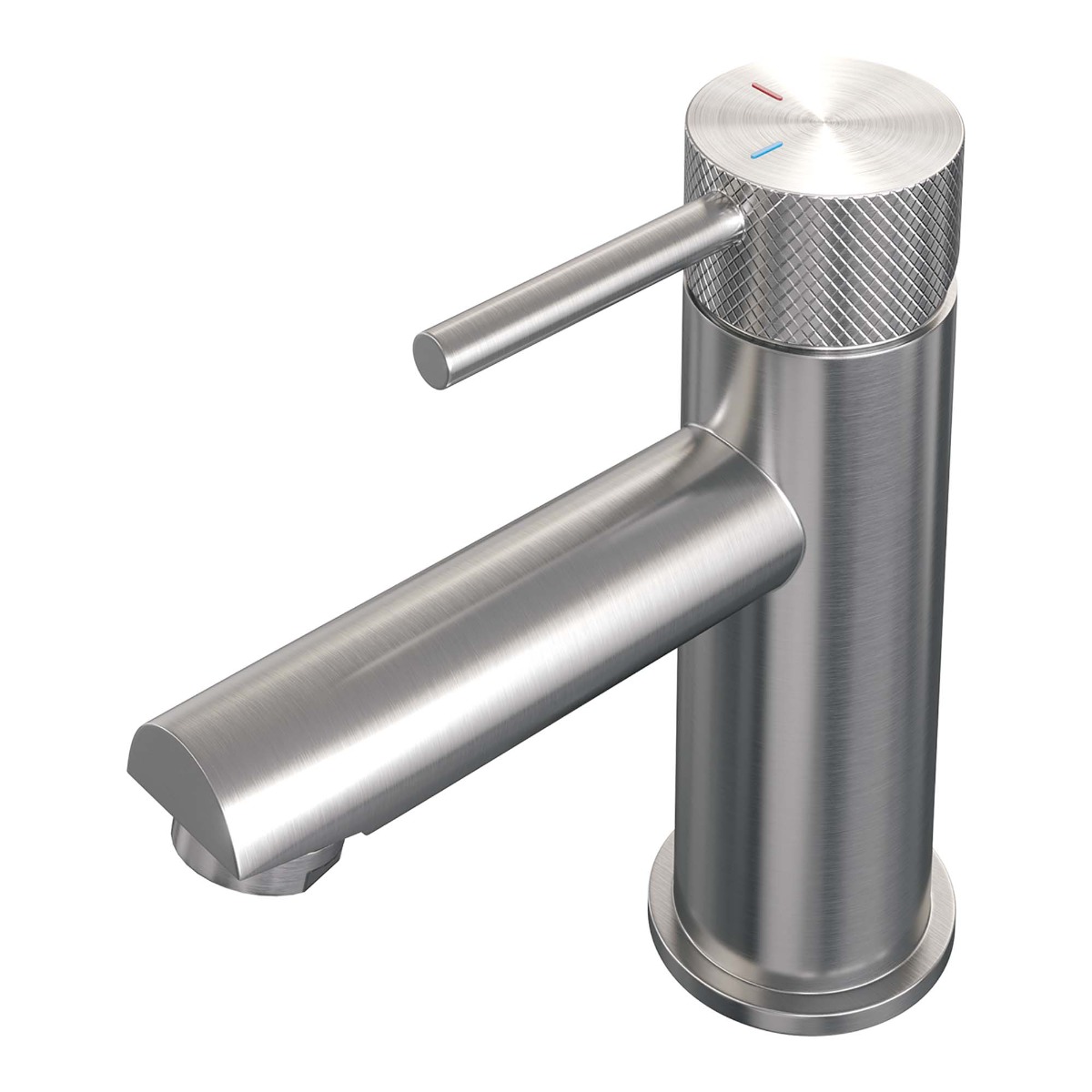 Brauer Brushed Carving wastafelkraan met lange, ronde handgreep en ColdStart RVS geborsteld PVD