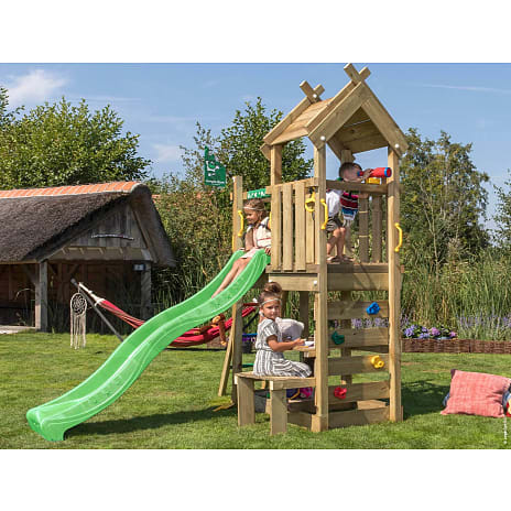 Jungle Gym Teepee legetårn komplet inkl. grøn rutsjebane