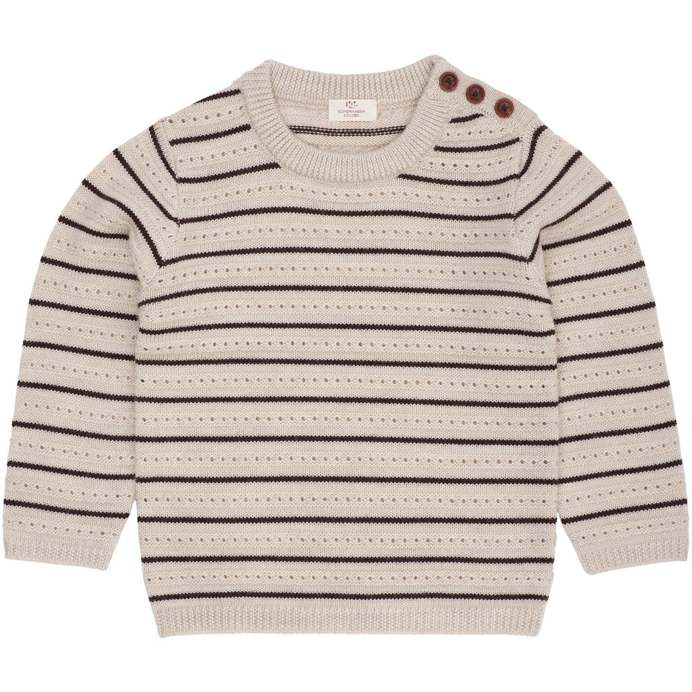 Køb COPENHAGEN COLORS Pale Cream Mel./Dk Brown Comb Merino Pattern Sweater