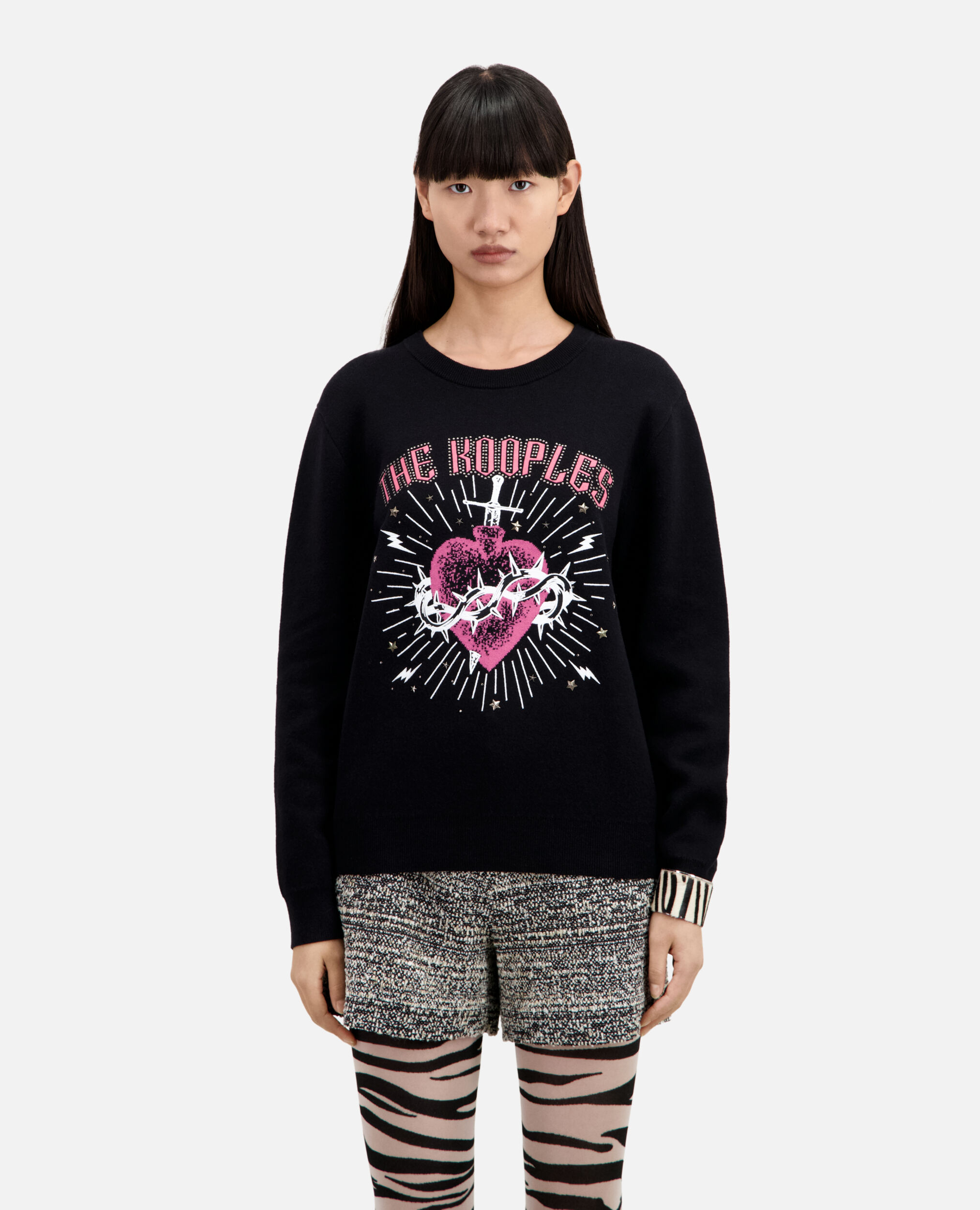 Dagger through heart black jumper with stars
