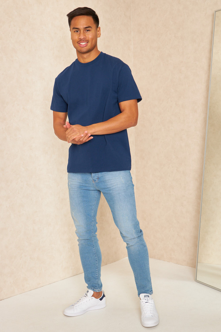 T-shirt basique manches courtes bleu foncé