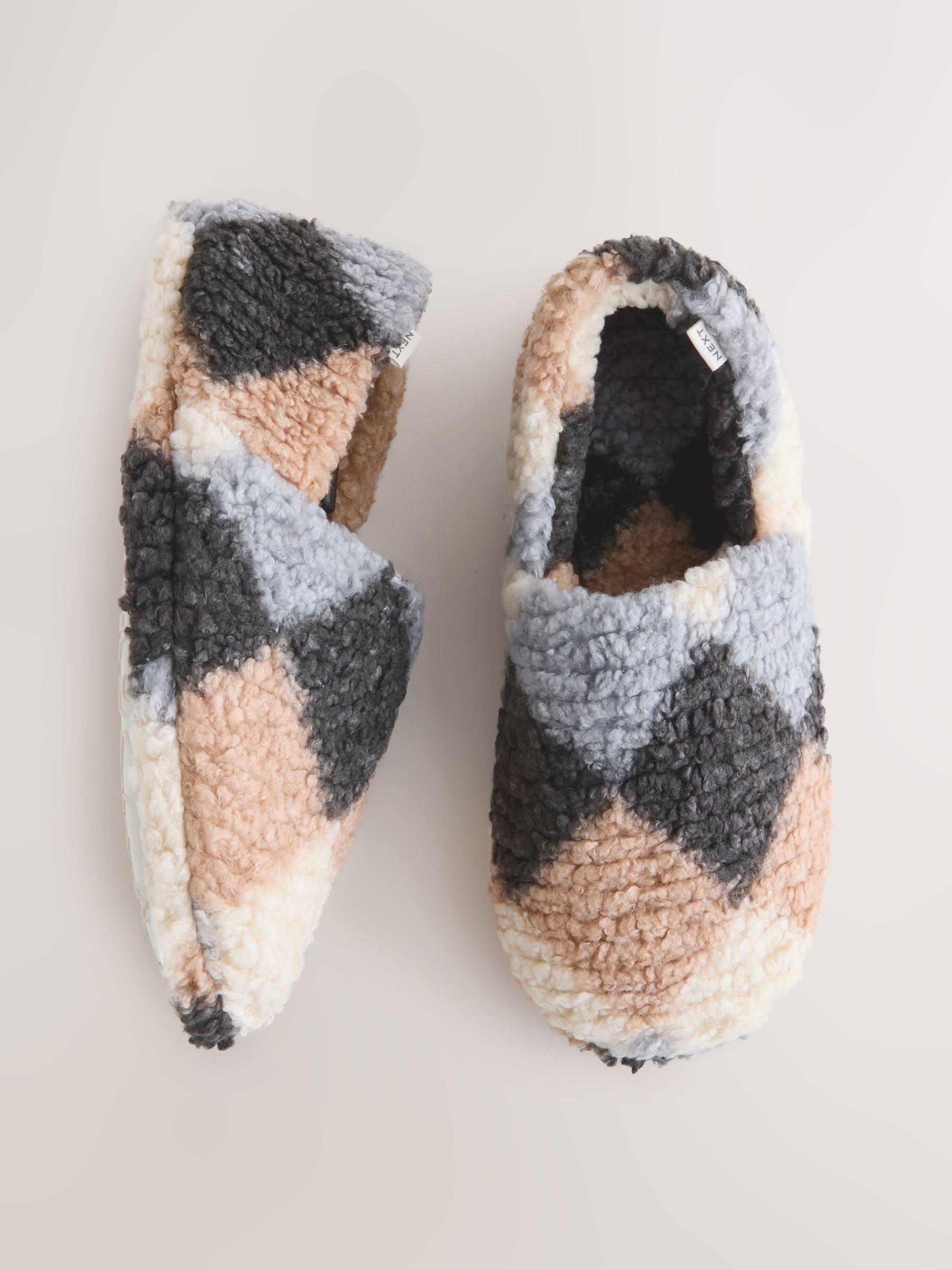 Grijs Argyle - Shoot pantoffels met borgvoering