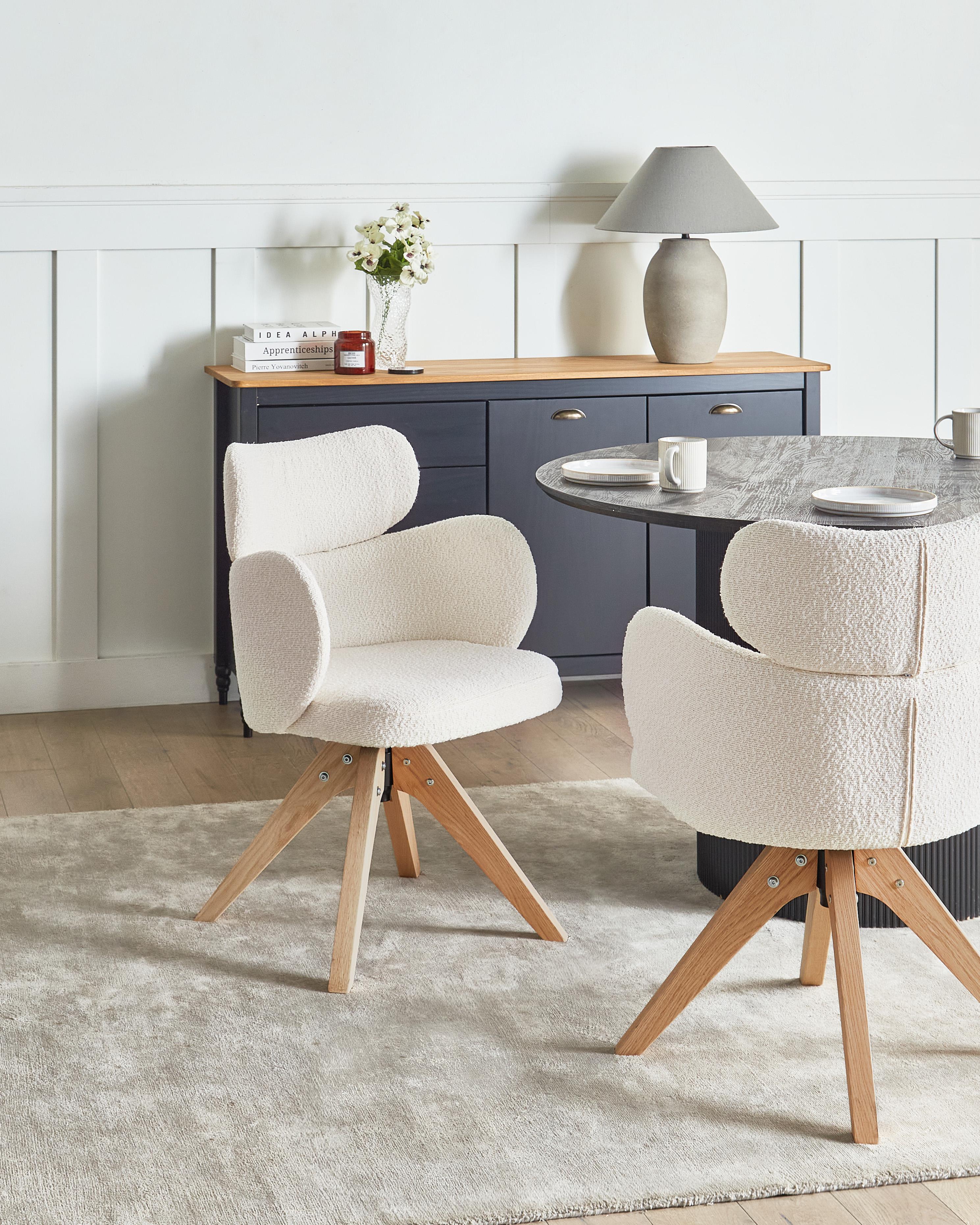 Eetkamerstoel draaibaar MARCY Bouclé Lichtbeige