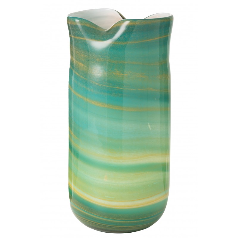 Vase style vague en verre azur 20x18x42 cm