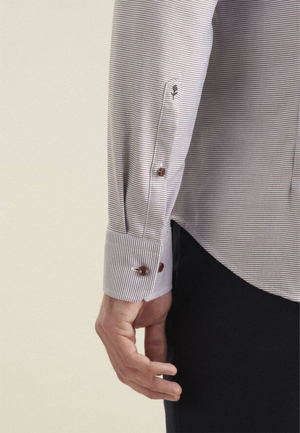 Seidensticker Business Shirt Slim Long sleeve Kent-Collar Small pattern Brown