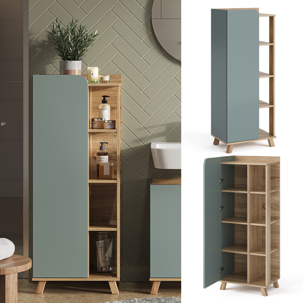 Vicco Midischrank Karen Sonoma Mintgrün 50 x 128 cm Tür offene Fächer