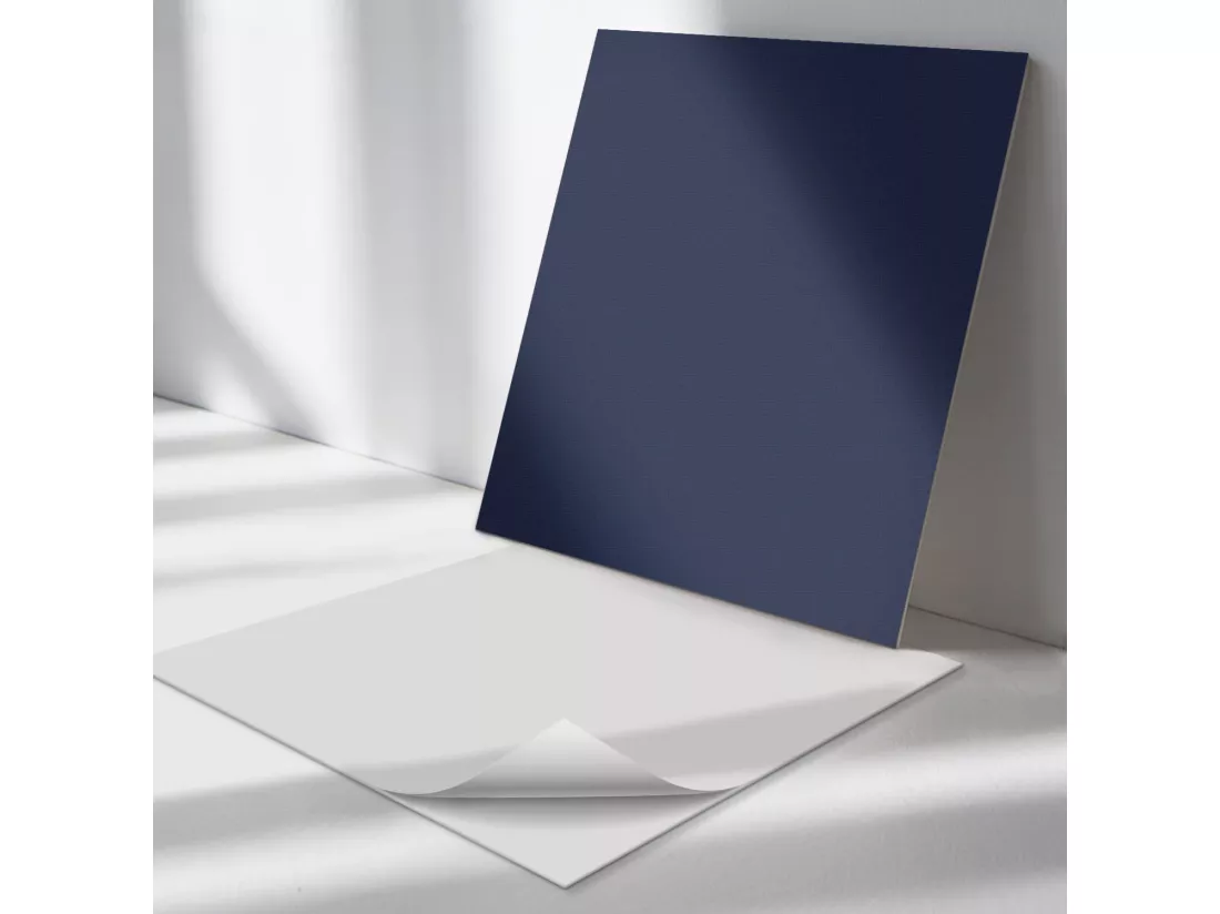 Panneaux muraux autocollants en vinyle imperméable - 4 x 50 x 50 cm - Couleur bleu marine foncé