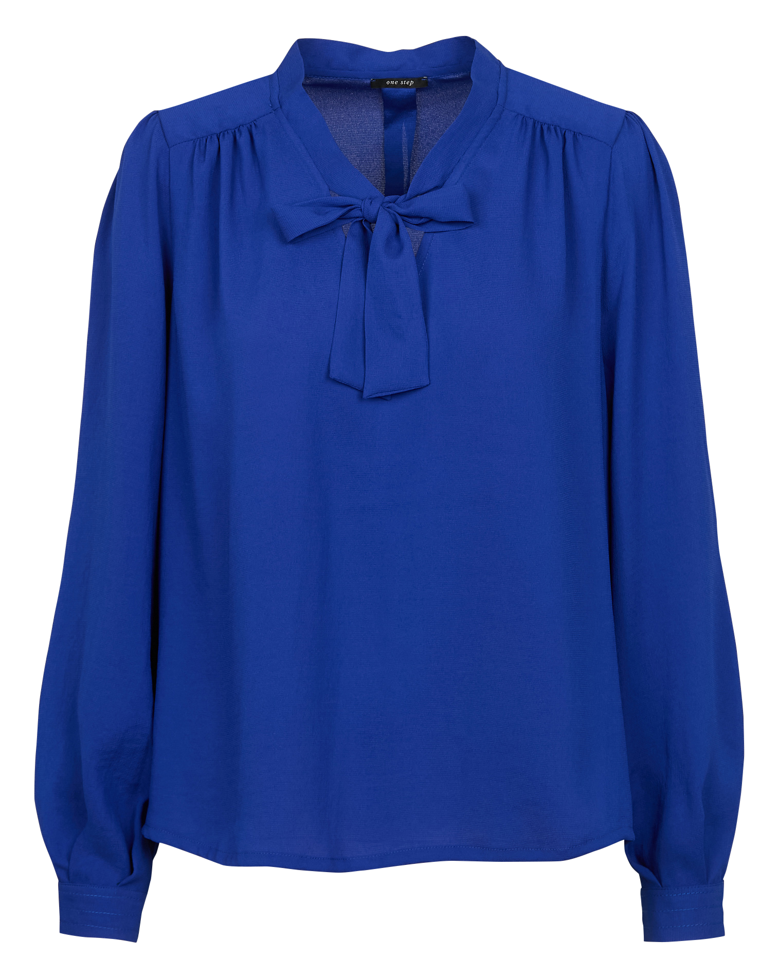 CYRILLE - Blouse droite col lavallière| Bleu