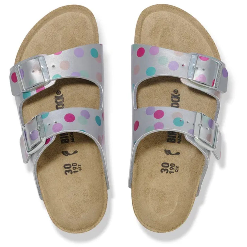 Køb Birkenstock Arizona Kids BF Elec. Metal. Silver Dots