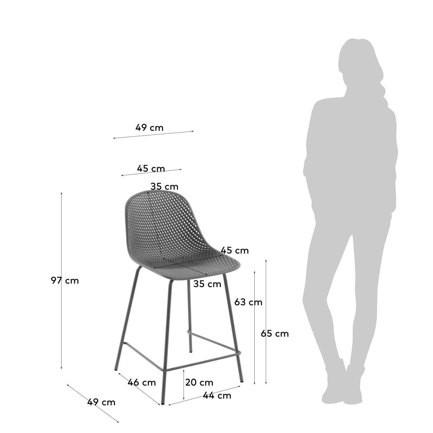 Kave Home Outdoor Barstuhl QUINBY 4er Set 65 cm braun