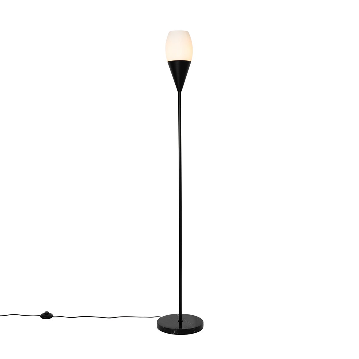 QAZQA - Moderne vloerlamp | Staande lamp | Lamp | Licht, zwart met opaalglas - Druppel | Woonkamer | Slaapkamer - Langwerpig - LED-compatibel E27