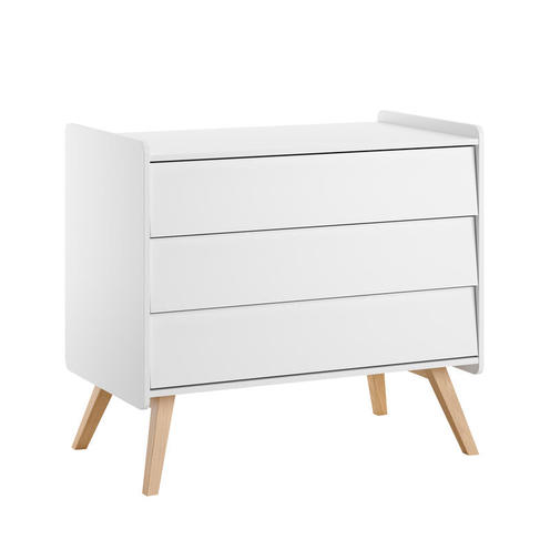 Commode 3 tiroirs Vintage - Blanc/chêne - VOX