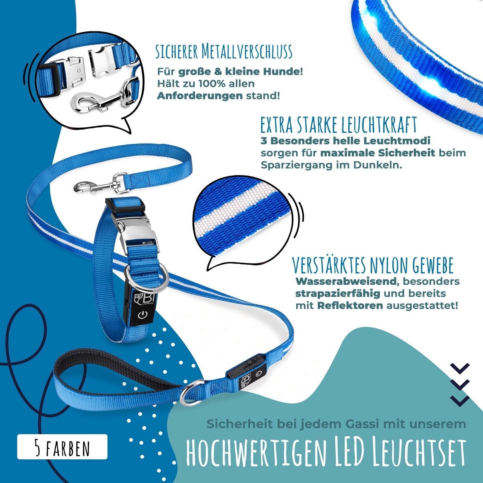 PETSATION Leuchthalsband  + Leine