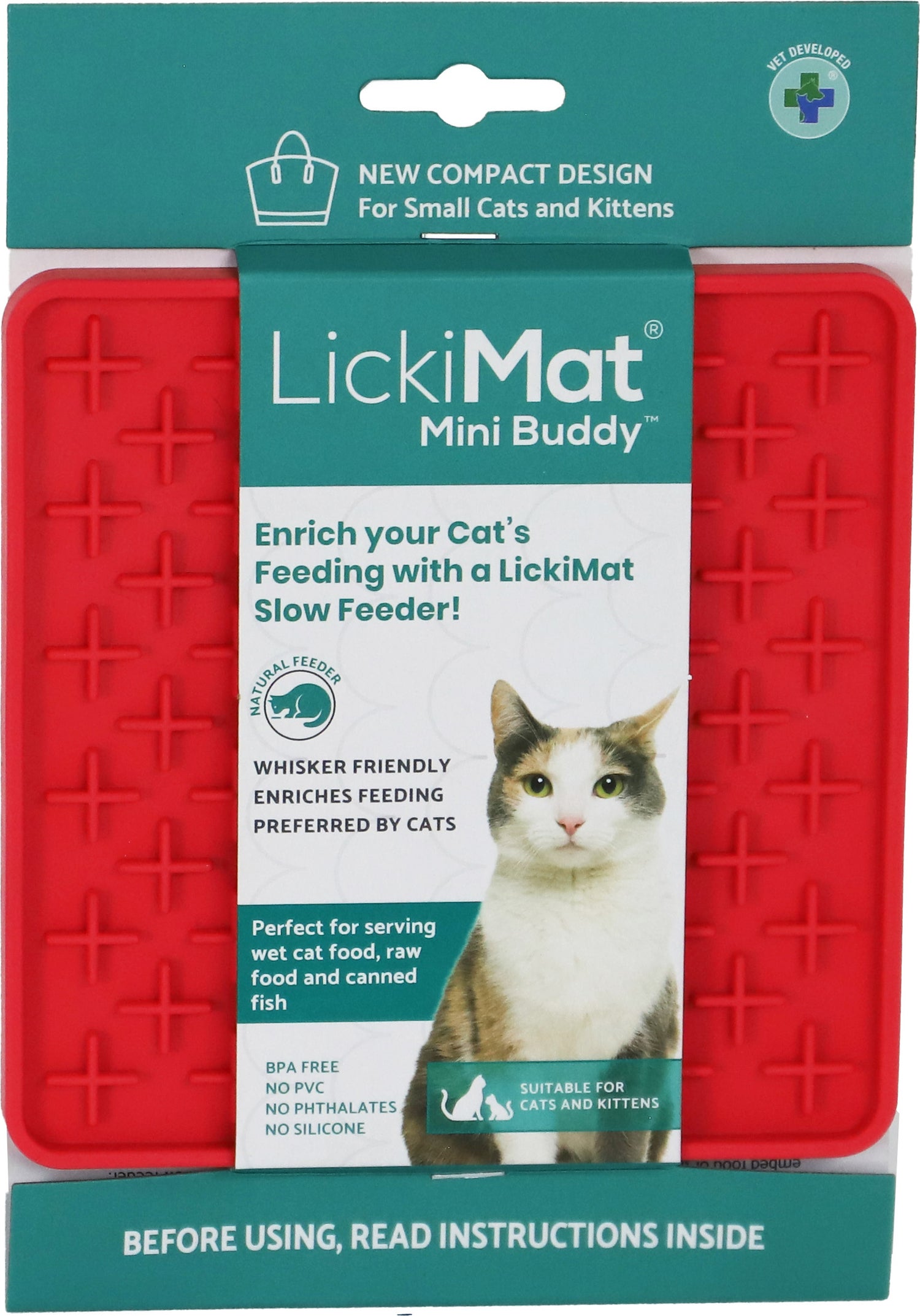 Lickimat likmat Mini Buddy rood 15 x 15 x 1 cm