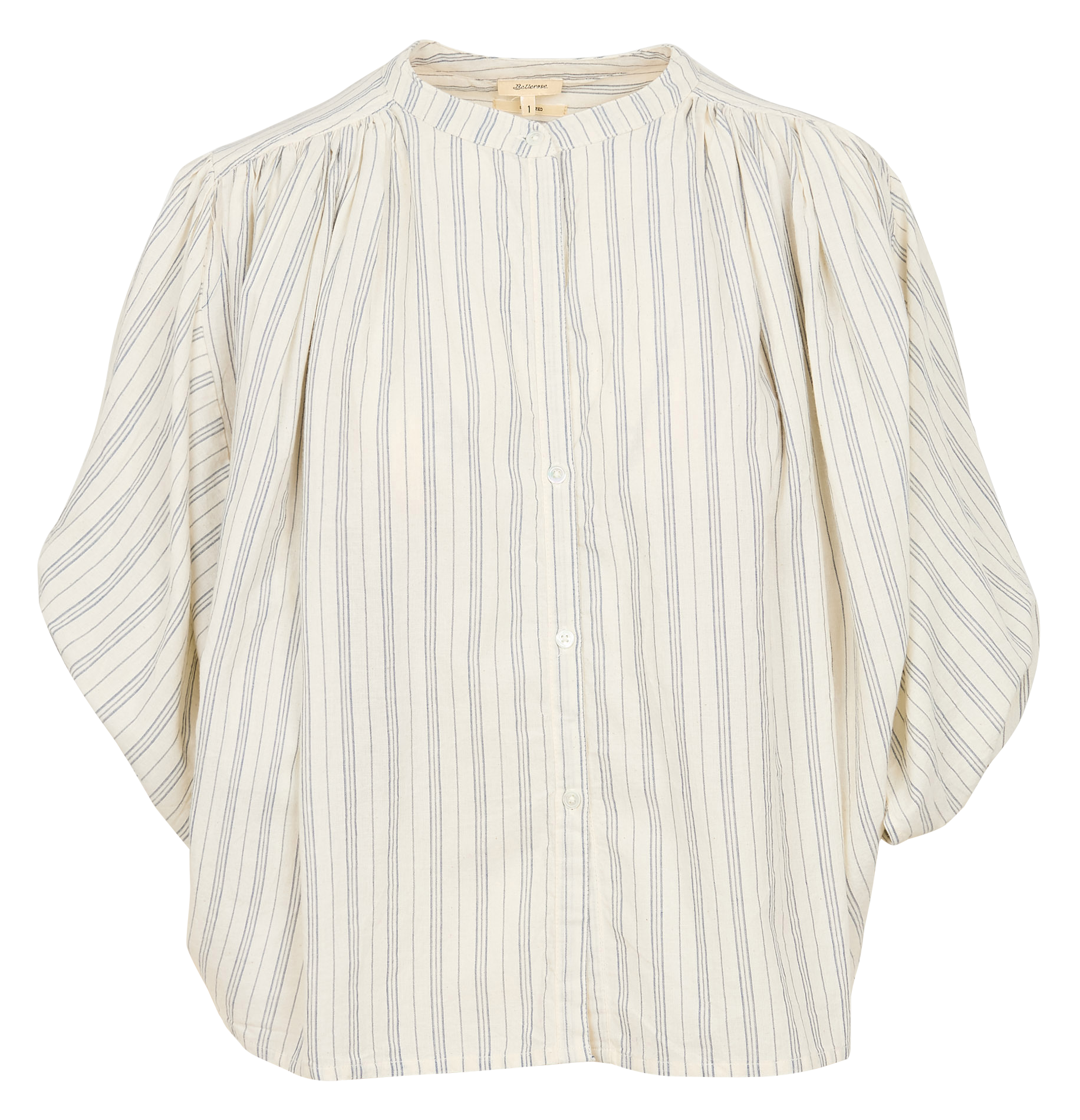 INK - Blouse col rond rayée en coton | Bleu
