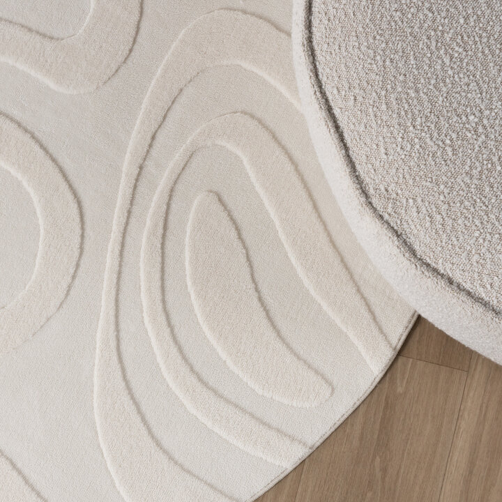 Rond Scandinavisch vloerkleed - Charm Shapes Wit