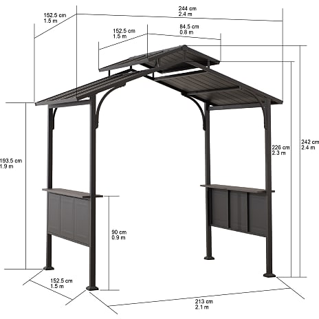 Aspe grillpavillon 244 x 153 cm - brun stålstel