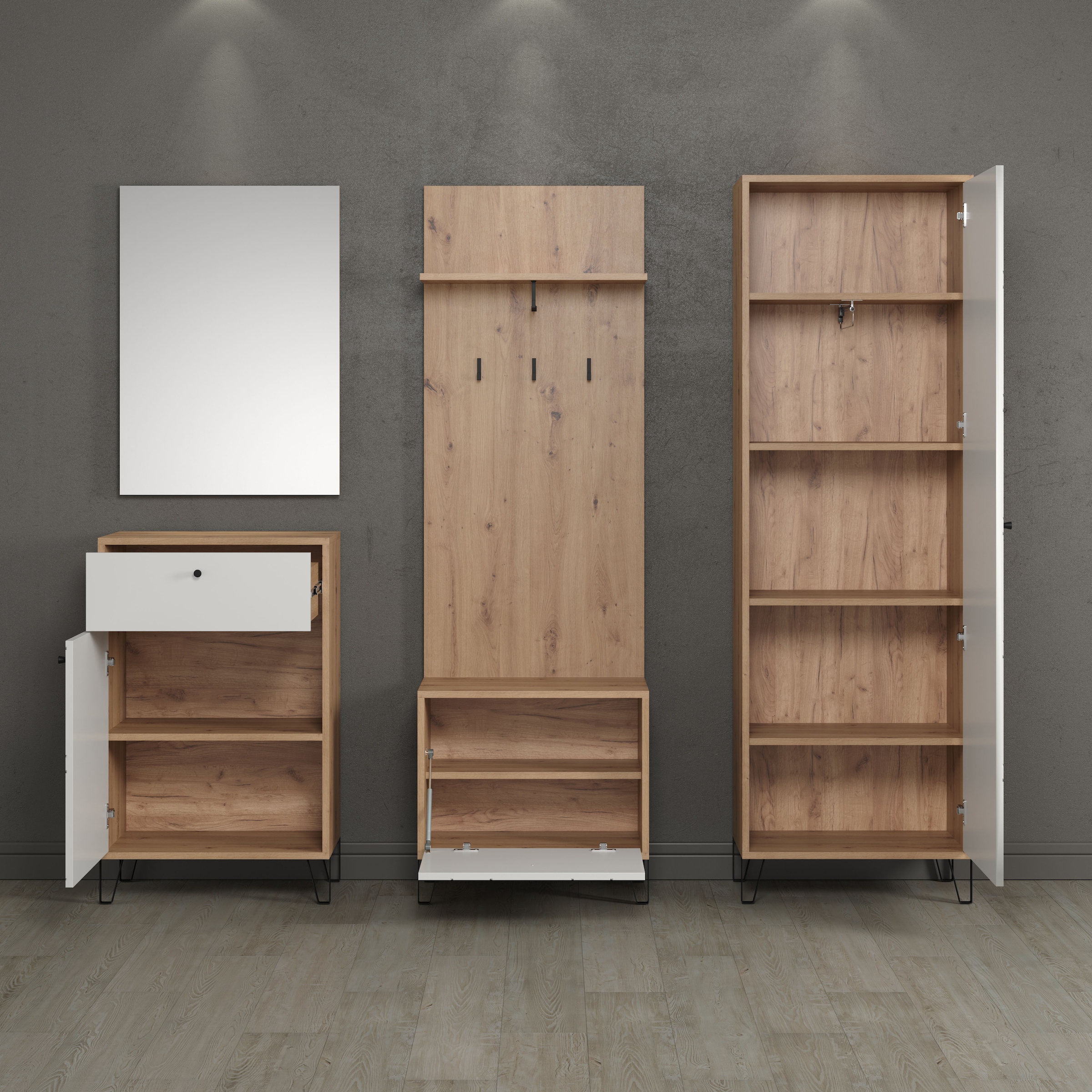PLACES OF STYLE Garderobenschrank »Tarragona« 1 Stk. tlg. Garderobenschrank mit Tür & Soft-Close - (B/T/H) 63/40/194 cm