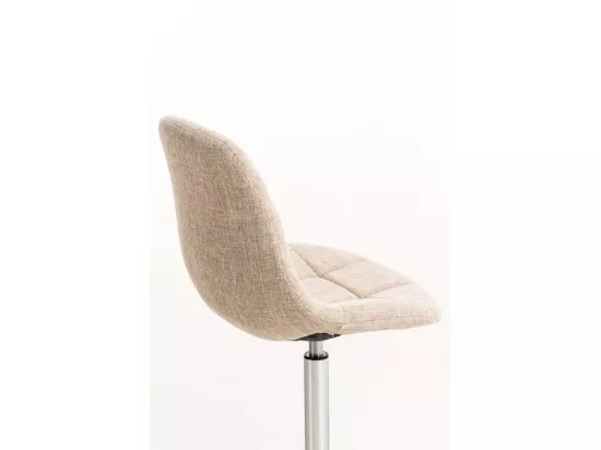 Chaise de bureau - Tissu & Métal chromé - Crème - Emil