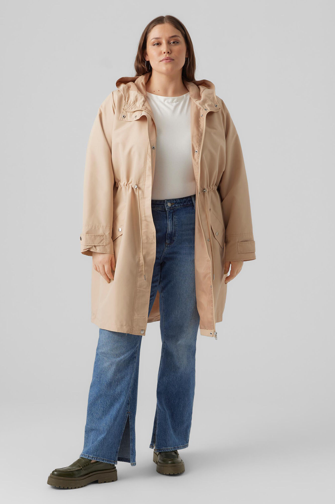 Parka leve com capuz Curve - Marrom