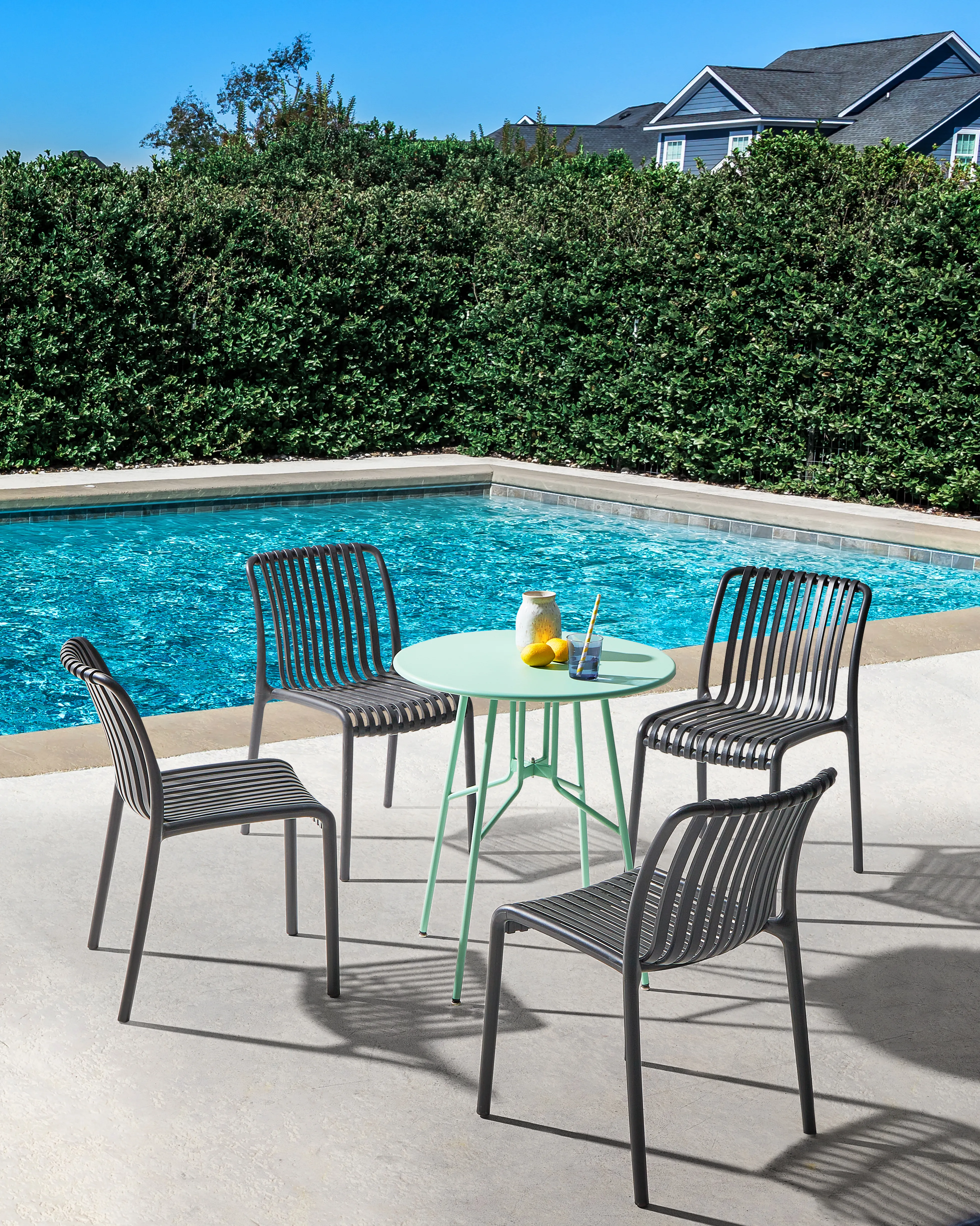 Set van 4 tuinstoelen ARICCIA Zwart