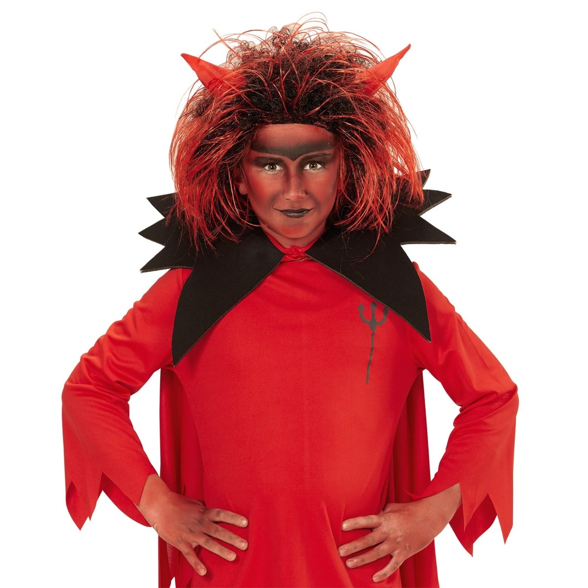Halloween Pruik Rood Zwart Duivel