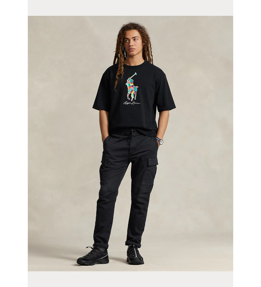 Camiseta Ralph Lauren Big Pony Relaxed Fit em algodão, preta