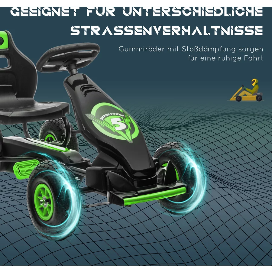 HOMCOM Go Kart mit verstellbarem Schalensitz schwarz, grün