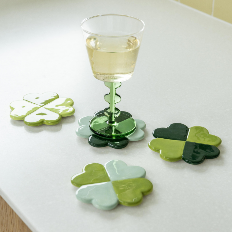 &klevering Lucky Clover onderzetter set van 4 groen