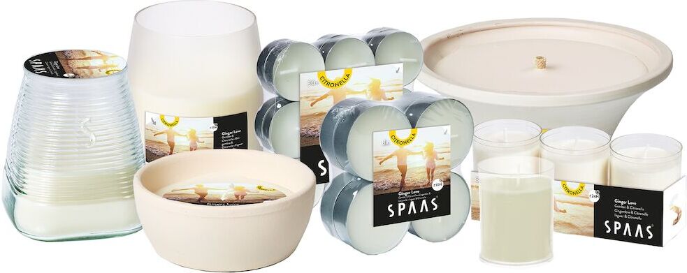 Spaas citronellakaars Ginger Love kruidig wit 9 uur D 17,5 H 7,5 cm