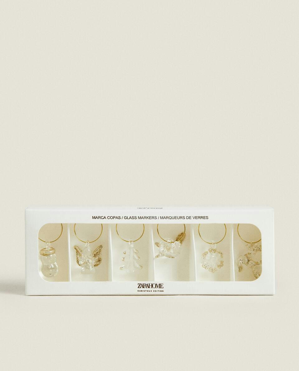 PACOTE DE MARCADORES DE VINHO DECORATIVOS DE NATAL (PACOTE COM 6)