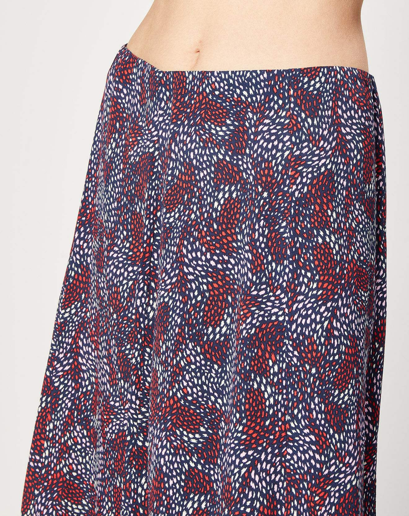 Esprit Jupe midi fluide à motifs prune/bleu