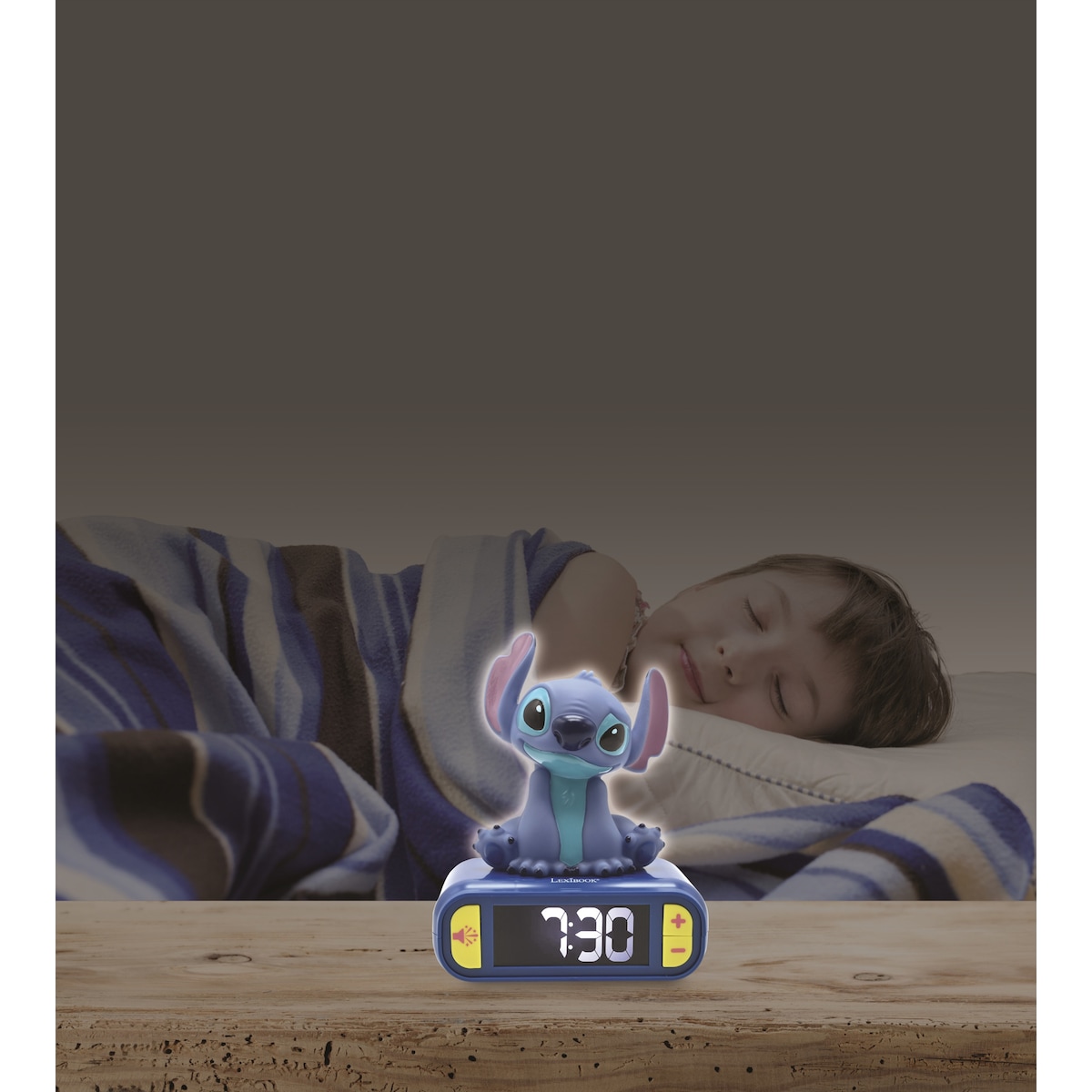 Disney Stitch Vekkerklokke med nattlys og lyd.