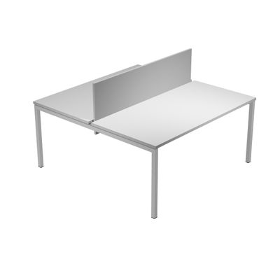 Bureau bench Trend - L180 - avec panneau de séparation - plateau gris - pieds métal arche